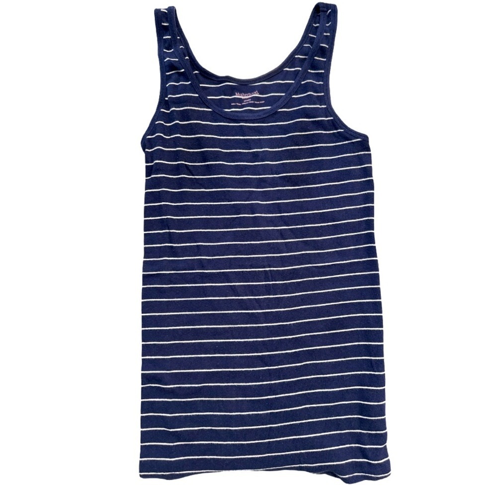 WOMENS MOTHERHOOD MATERNITY TANK SIZE MEDIUM BLUE WITH WHITE STRIPES